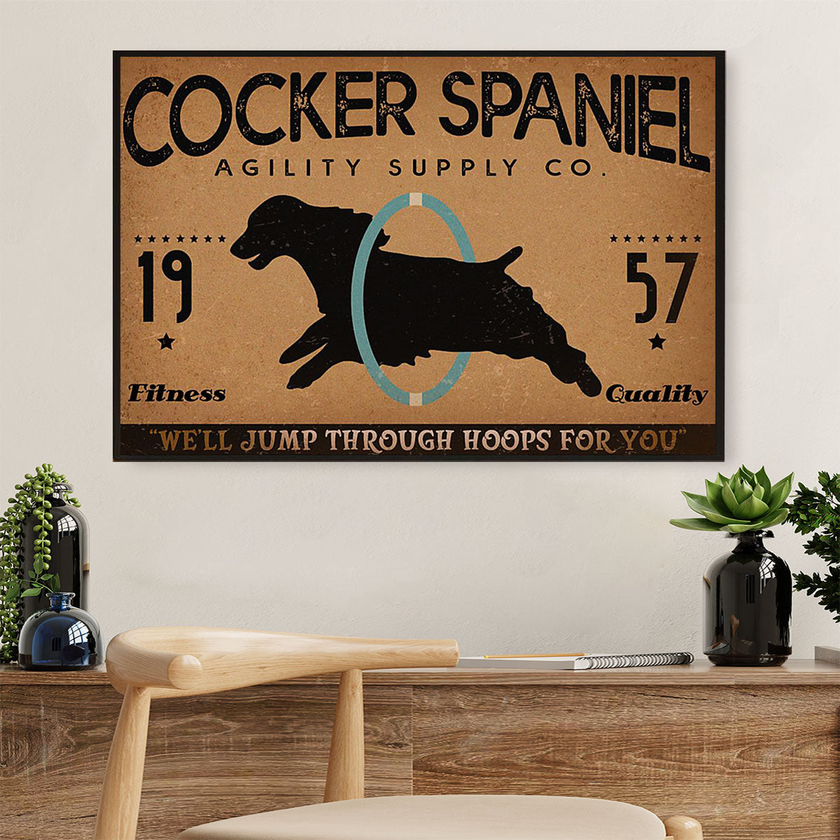 Cocker Spaniel Dog Poster | Cocker Spaniel We'll Jump | Wall Art Gift for Miniature Puppies Lover