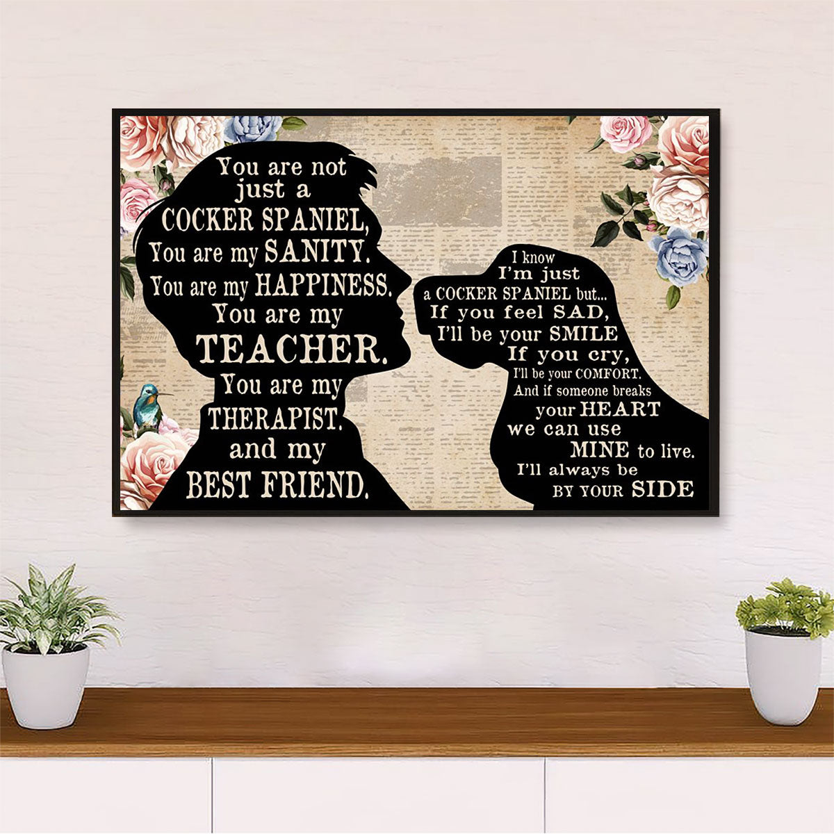 Cocker Spaniel Dog Canvas Wall Art | From Dad to Dog | Gift for Miniature Puppies Lover