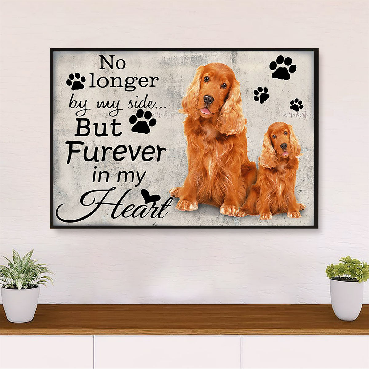 Cocker Spaniel Dog Canvas Wall Art | Forever in My Heart | Gift for Miniature Puppies Lover