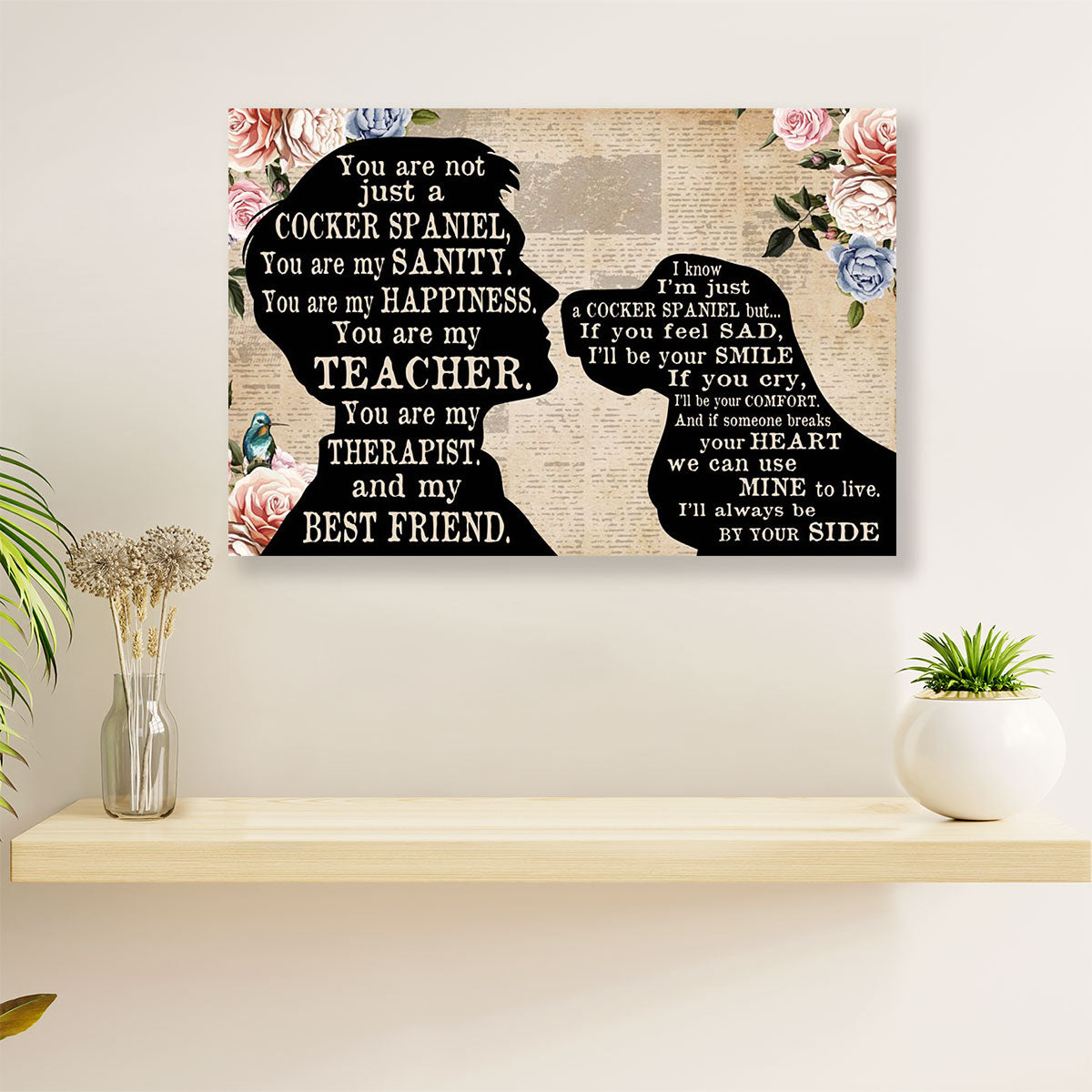 Cocker Spaniel Dog Canvas Wall Art | From Dad to Dog | Gift for Miniature Puppies Lover