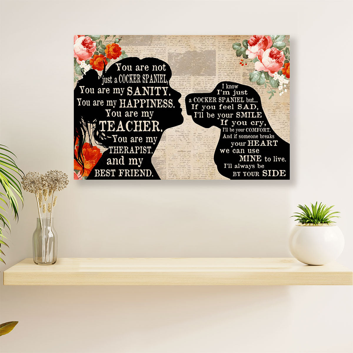 Cocker Spaniel Dog Canvas Wall Art | From Mom to Dog | Gift for Miniature Puppies Lover