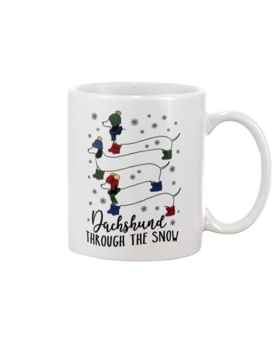 Dachshund Dog Coffee Mug | Dachshund Through The Snow | Drinkware Gift for Dachshund Puppies Lover