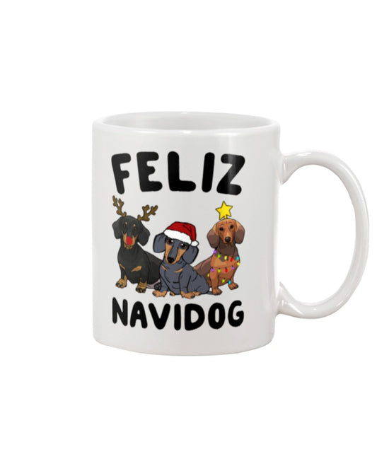Dachshund Dog Coffee Mug | Feliz Navidog Christmas | Drinkware Gift for Dachshund Puppies Lover