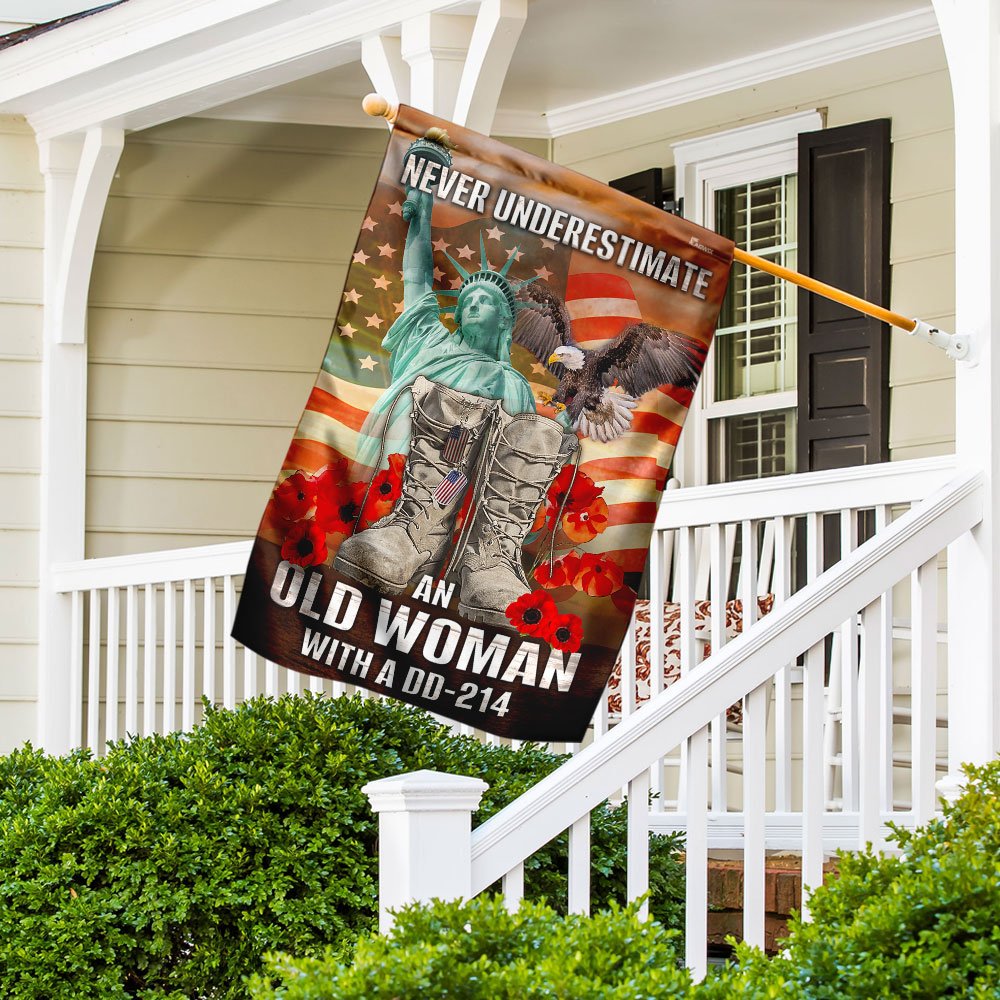 An Old Woman With DD-214 Flag