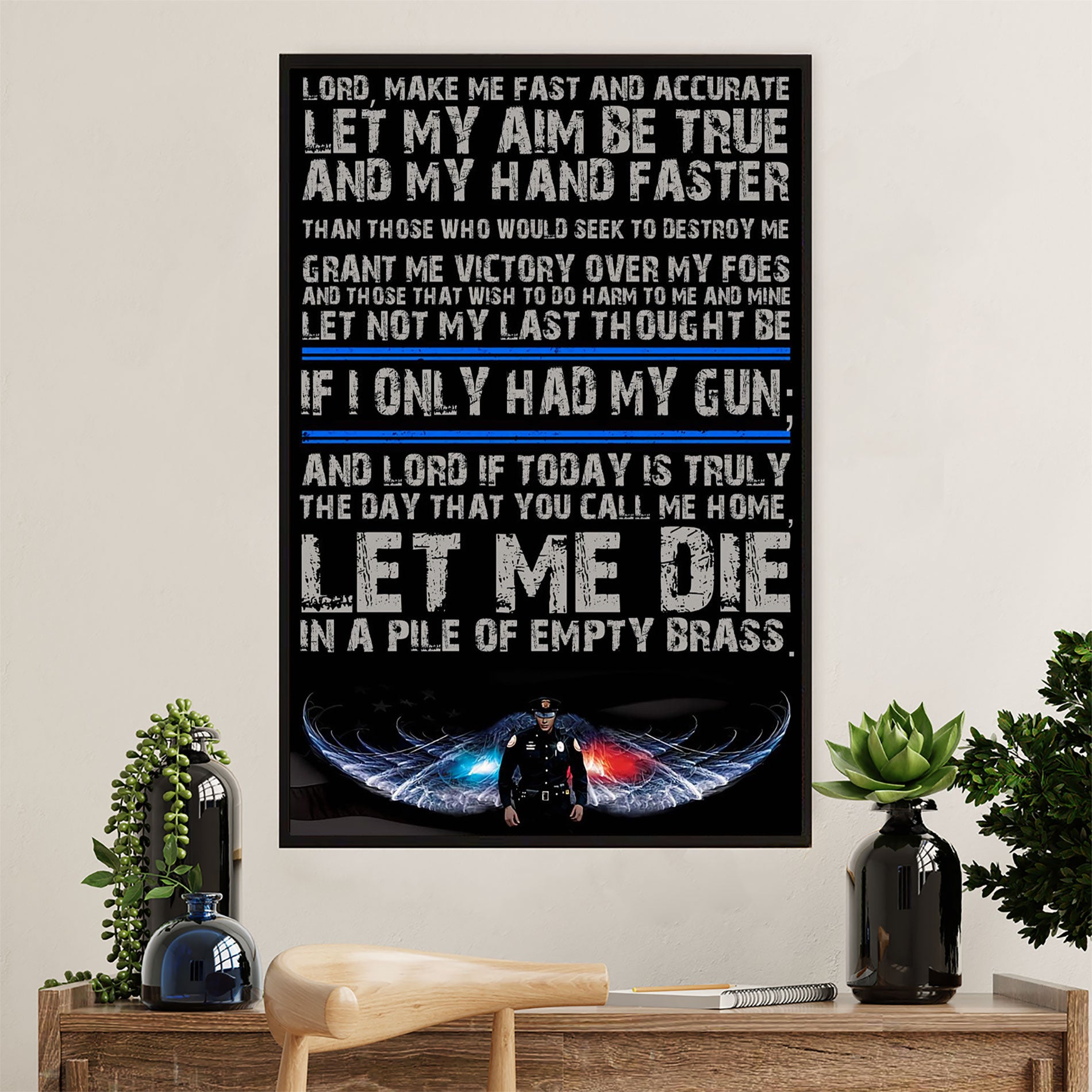 Police Officer Canvas Wall Art | Angel Wings Police | Gift for Policeman