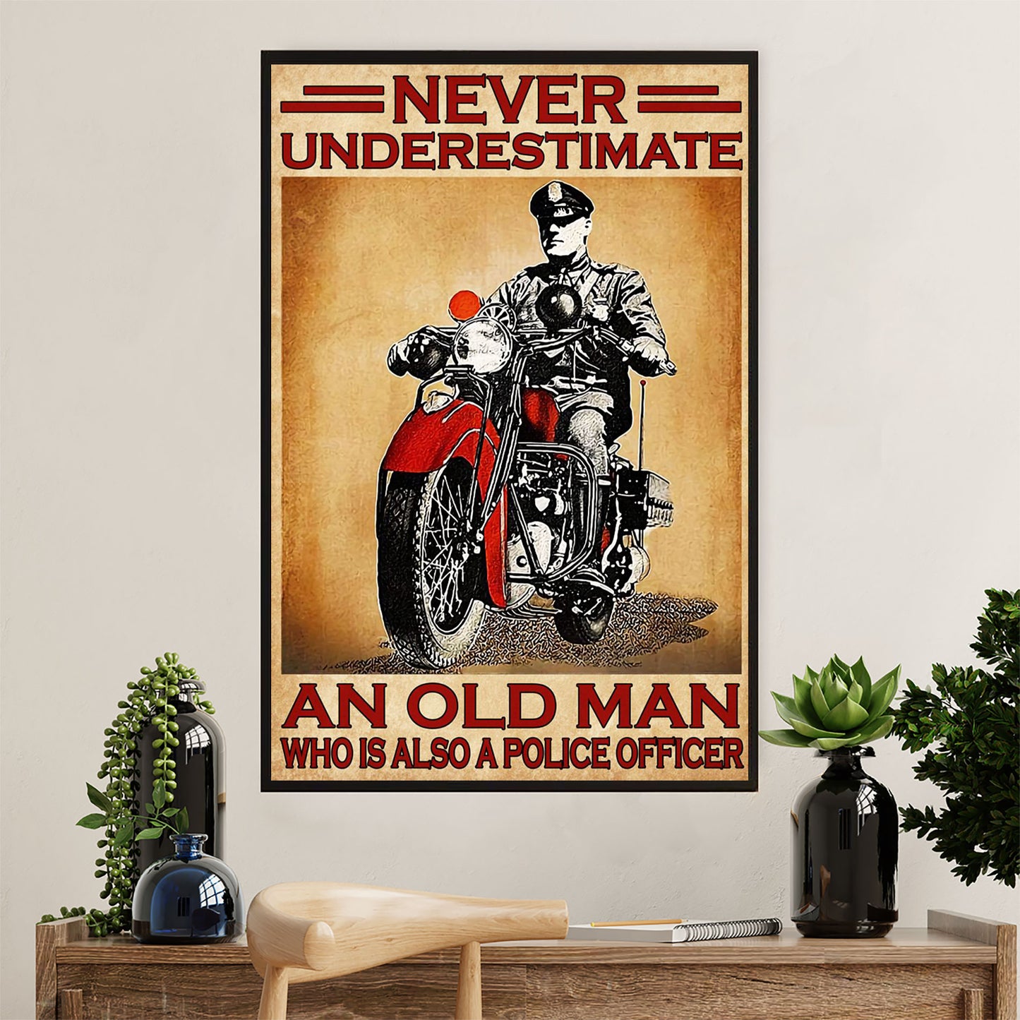 Police Officer Poster | Old Man Police Officer | Wall Art Gift for Policeman