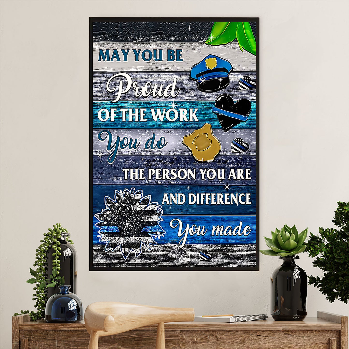 Police Officer Canvas Wall Art | Proud Of The Work | Gift for Policeman