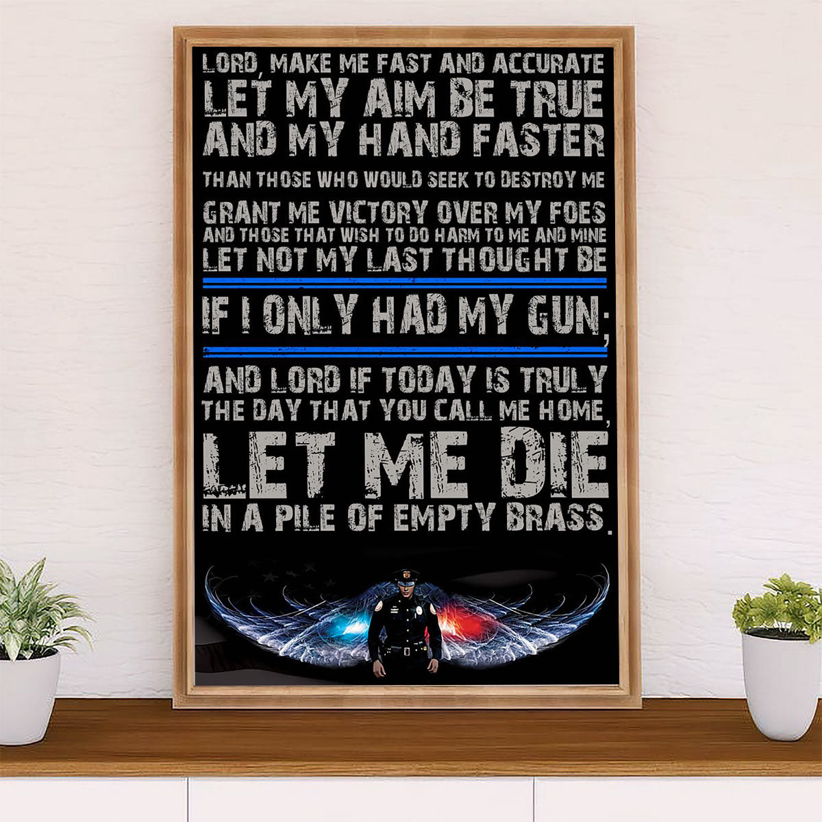 Police Officer Canvas Wall Art | Angel Wings Police | Gift for Policeman