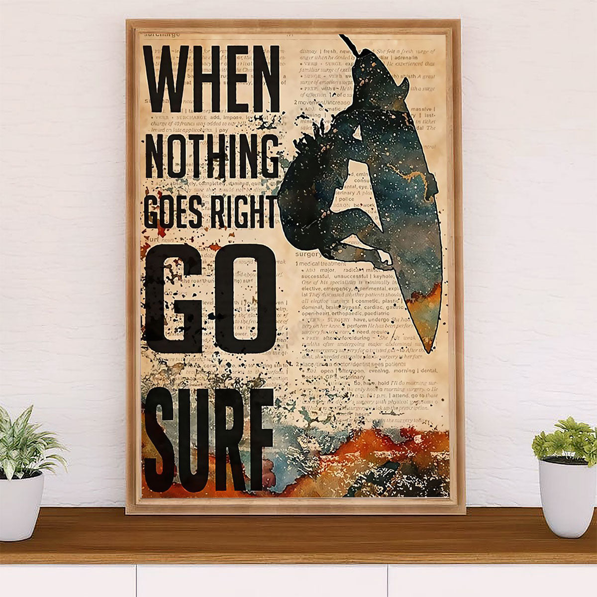 Water Surfing Canvas Wall Art Prints | Go Surf | Home Décor Gift for Beach Surfer