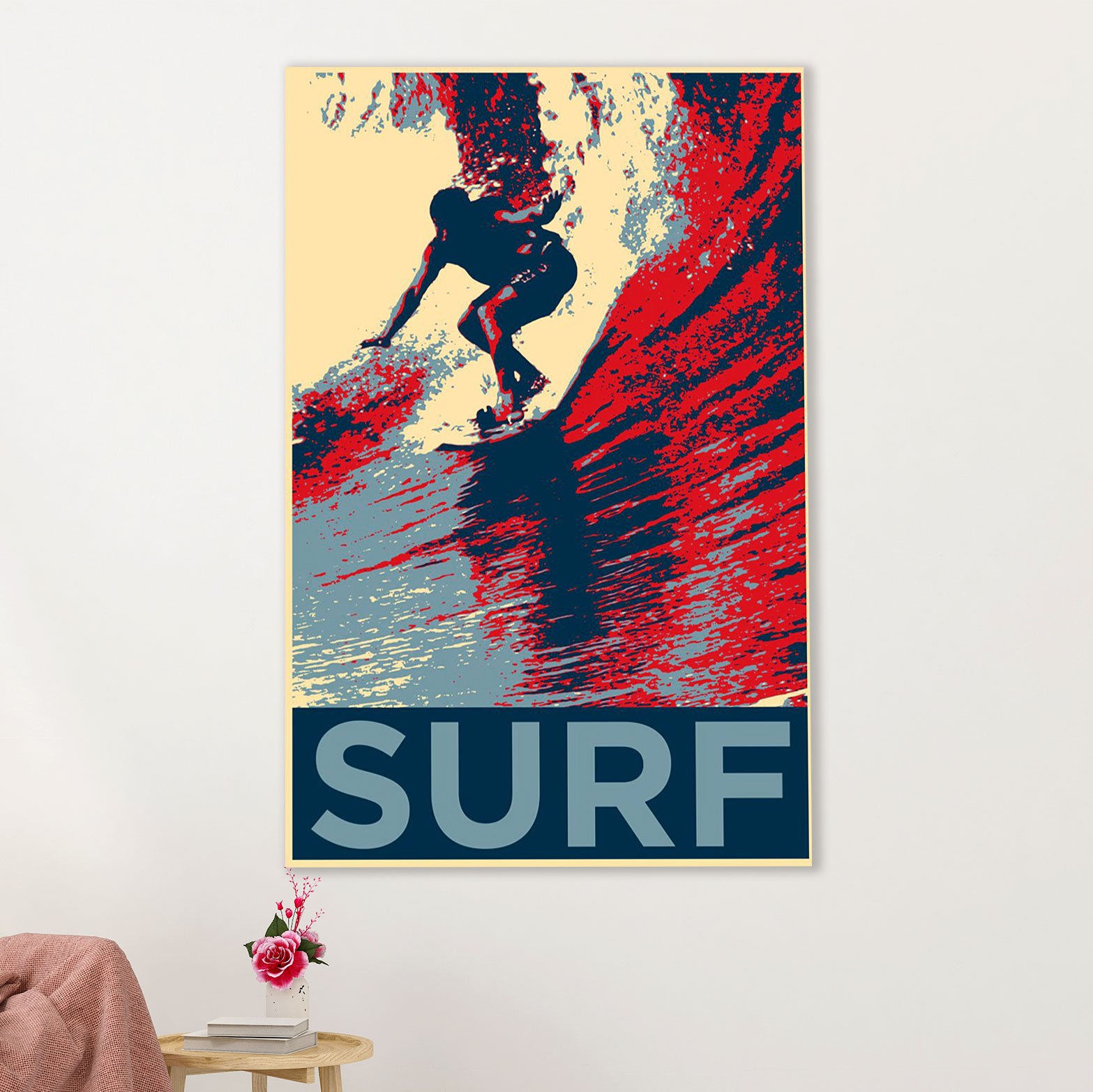 Water Surfing Canvas Wall Art Prints | SURF | Home Décor Gift for Beach Surfer