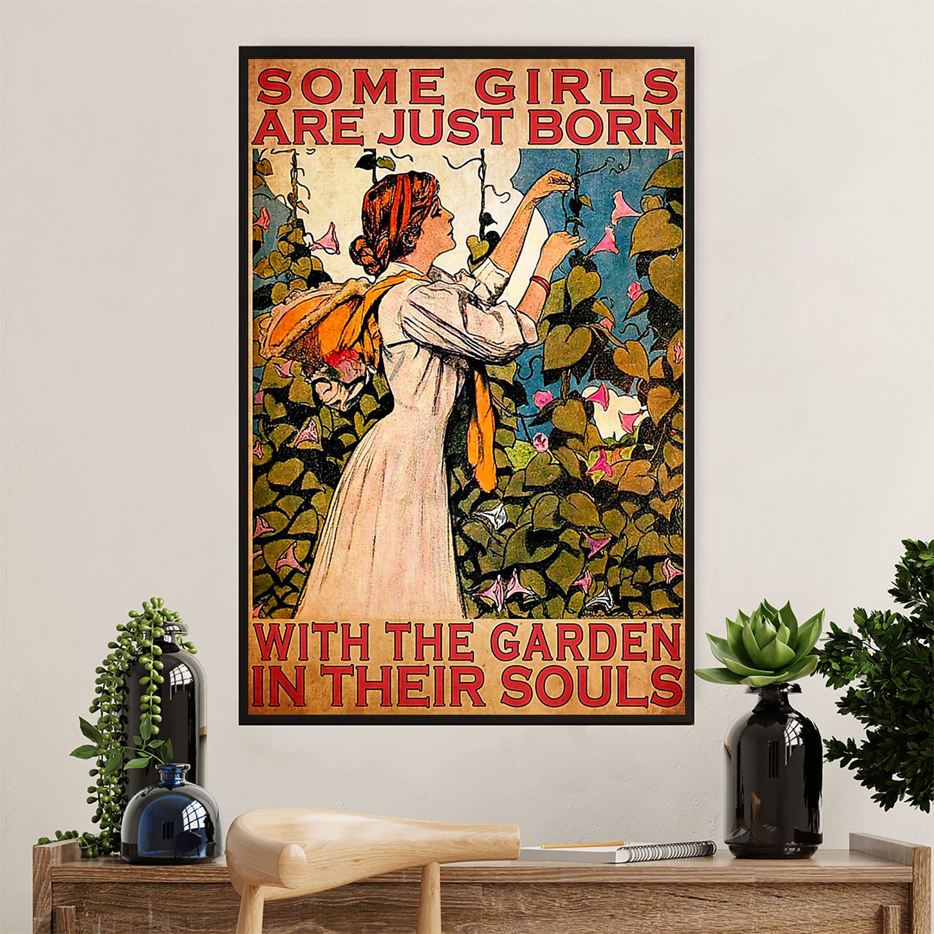 Farming Canvas Wall Art Prints | Girls Born With The Garden | Home Décor Gift for Farmer