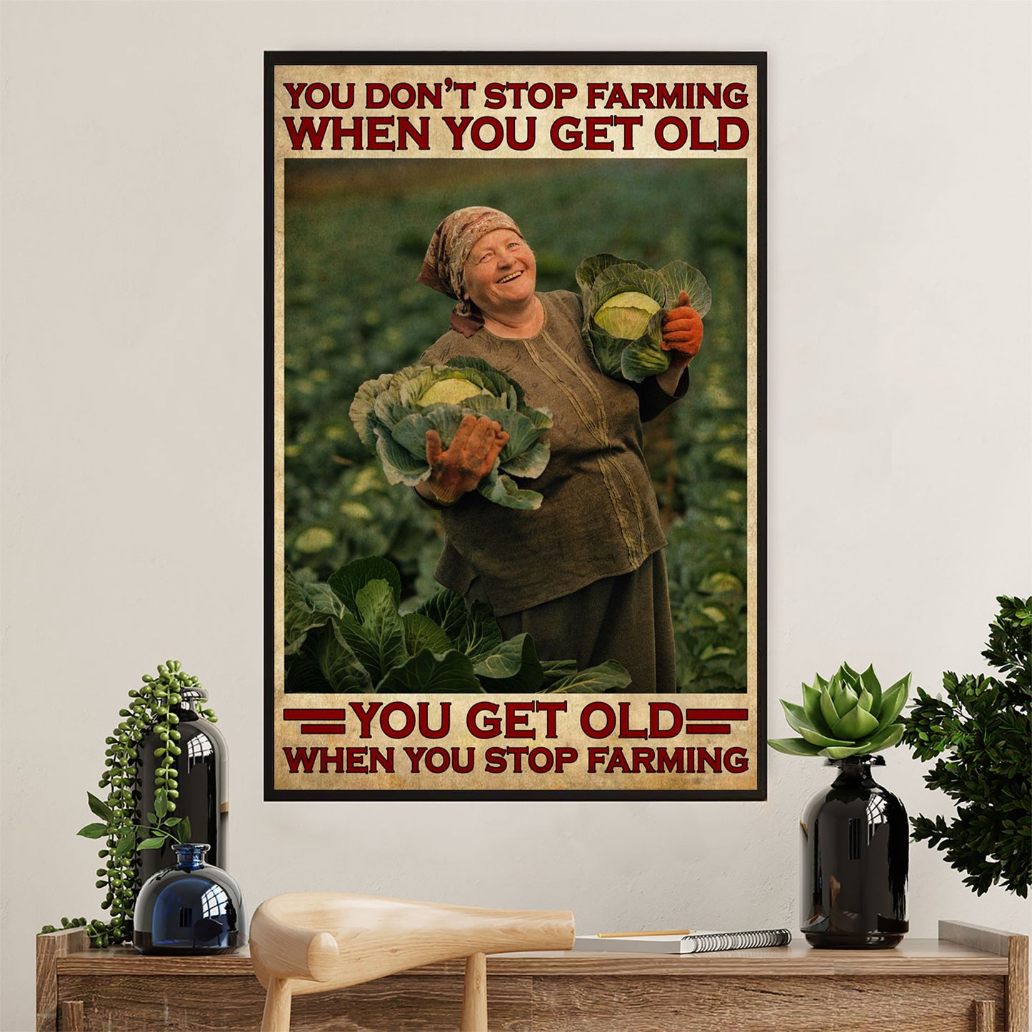 Farming Canvas Wall Art Prints | Get Old When Stop Farming | Home Décor Gift for Farmer