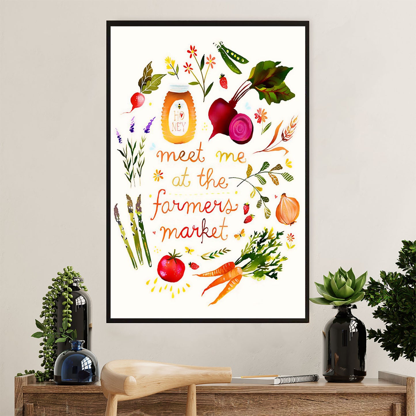 Farming Canvas Wall Art Prints | Meet Me at The Farmers Market | Home Décor Gift for Farmer