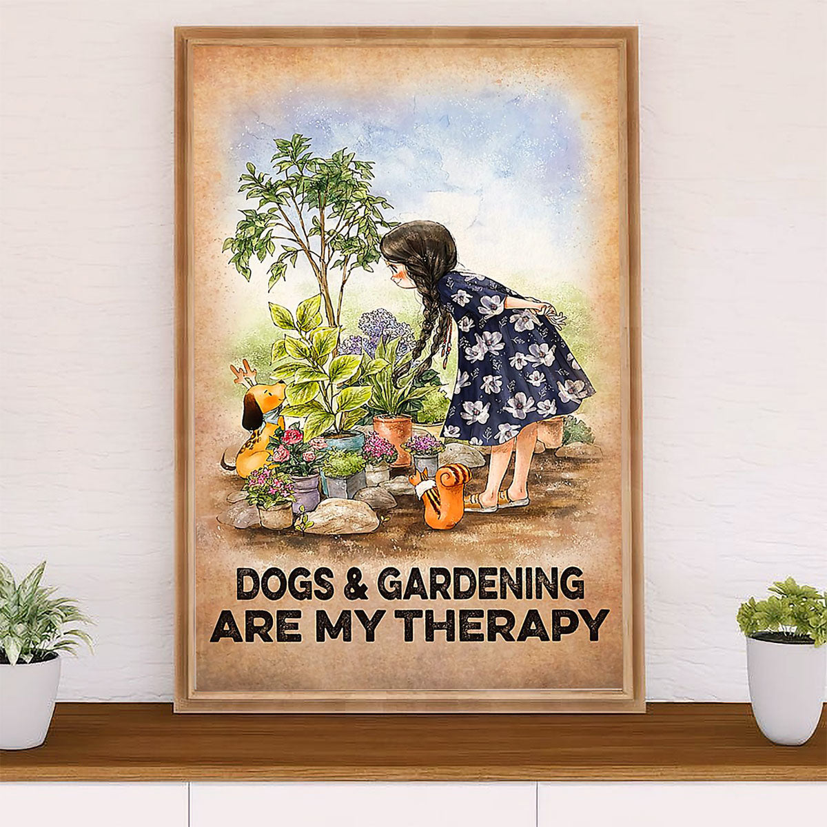 Farming Canvas Wall Art Prints | Dogs & Gardening | Home Décor Gift for Farmer