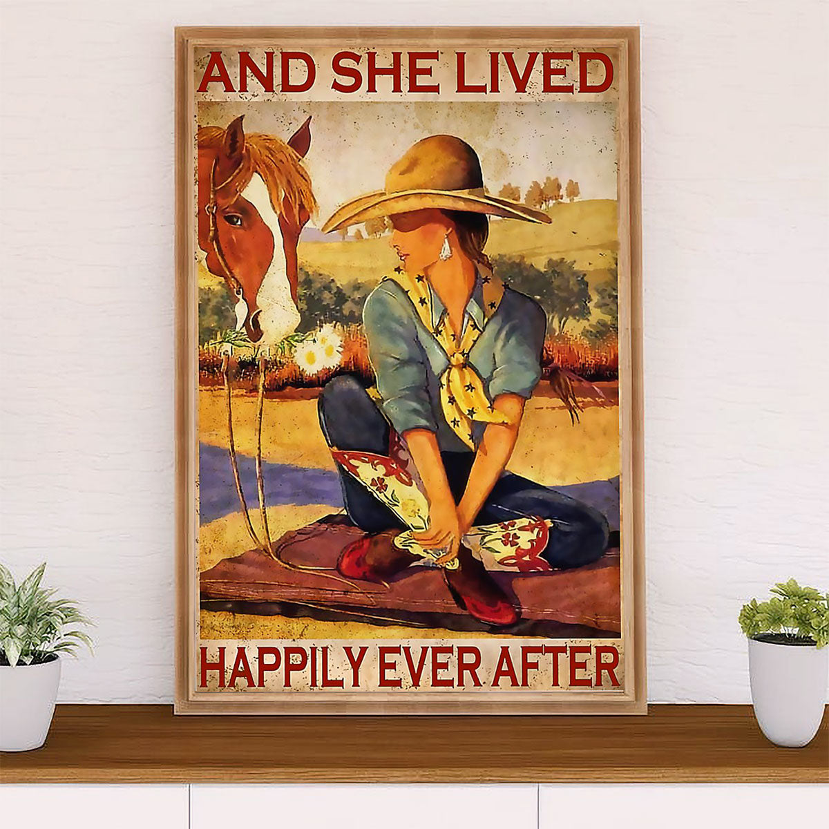 Farming Poster Prints | Horse - She Lived Happily | Wall Art Gift for Farmer
