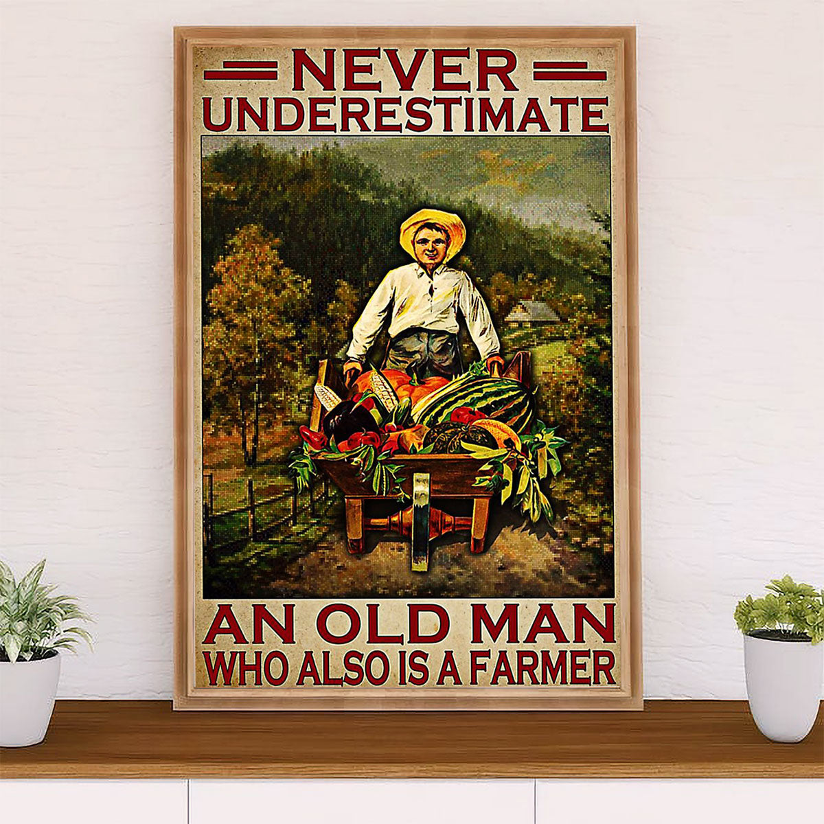 Farming Canvas Wall Art Prints | Old Man Farmer | Home Décor Gift for Farmer