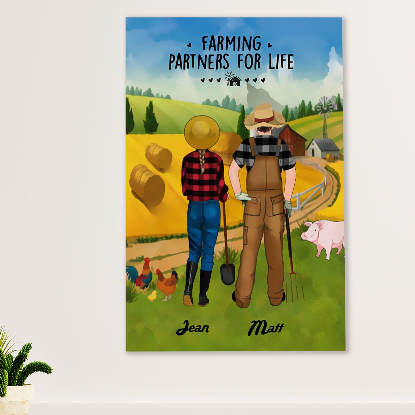 Farming Poster Prints | Personalized Name Couple Farming Partners | Wall Art Gift for Farmer