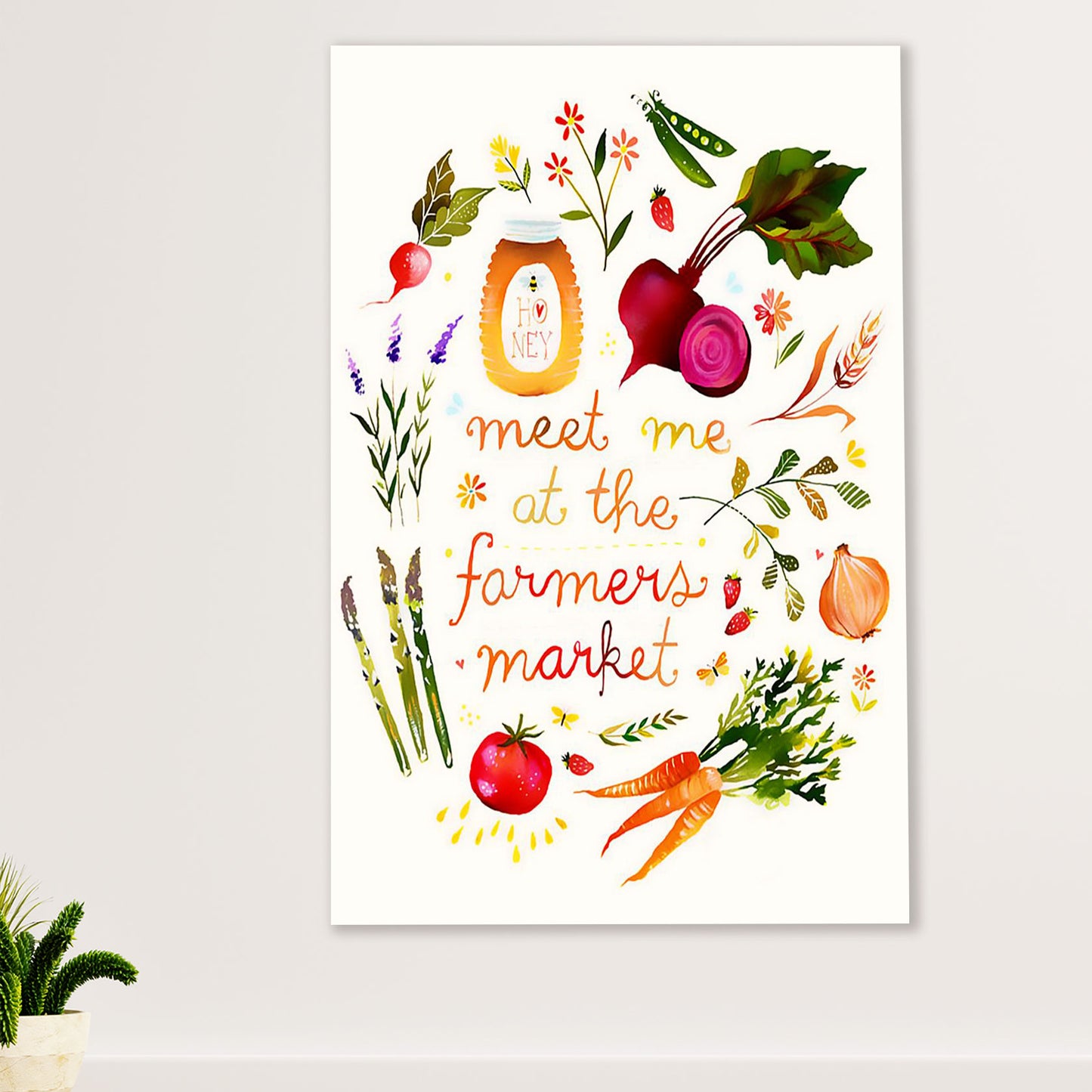 Farming Canvas Wall Art Prints | Meet Me at The Farmers Market | Home Décor Gift for Farmer