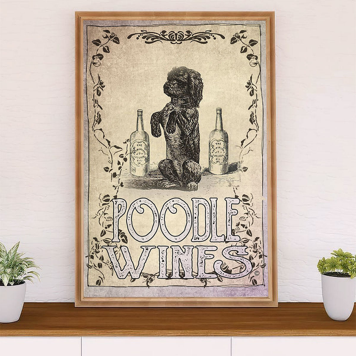 Poodle Wines Dog Canvas Wall Art Prints | Home Décor Gift for Poodle Puppies Lover