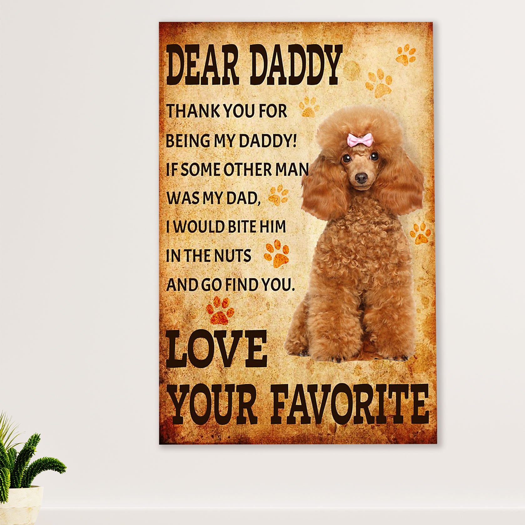 From Poodle to Daddy Dog Canvas Wall Art Prints | Home Décor Gift for Poodle Puppies Lover