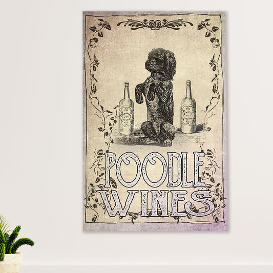 Poodle Wines Dog Canvas Wall Art Prints | Home Décor Gift for Poodle Puppies Lover