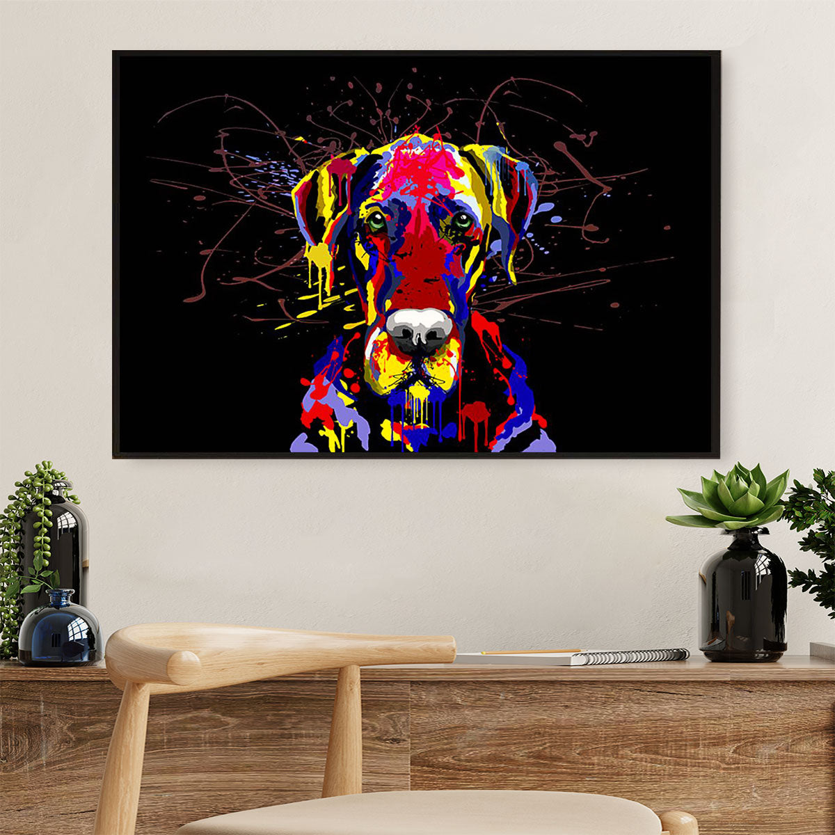 Great Dane Watercolor Art Painting Dog Poster Prints | Wall Art Gift for Great Dane Puppies Lover