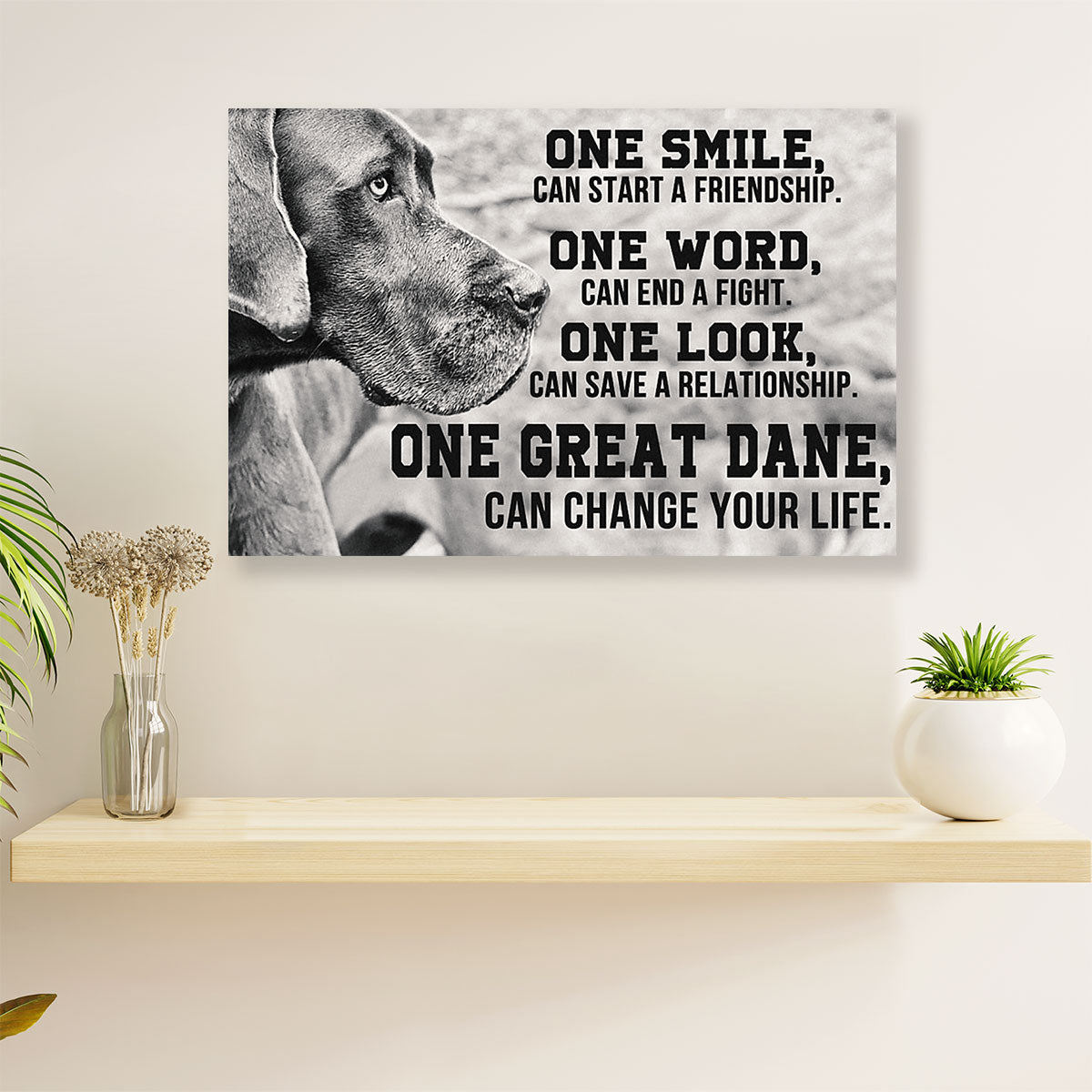 Great Dane One Smile One Word Dog Poster Prints | Wall Art Gift for Great Dane Puppies Lover
