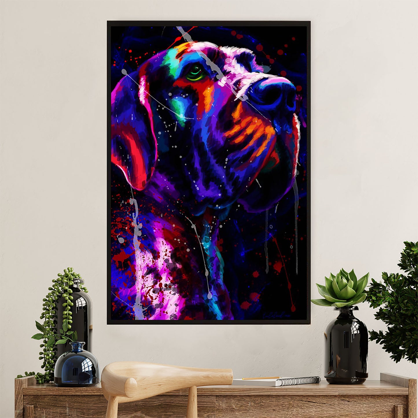Great Dane Canvas Prints | Watercolor Dog Painting | Wall Art Gift for Great Dane Puppies Lover