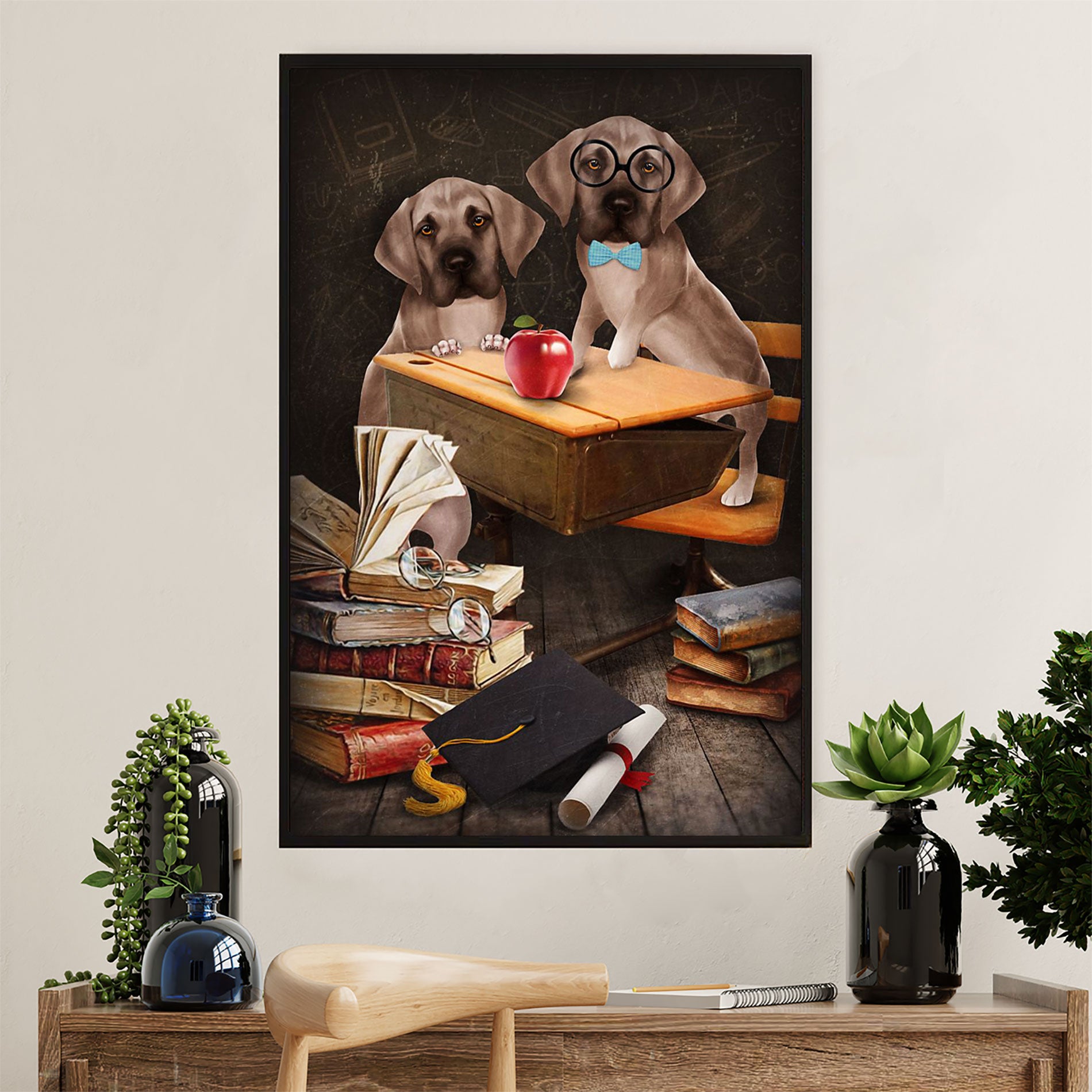 Great Dane Canvas Prints | Funny Dog Student | Wall Art Gift for Great Dane Puppies Lover