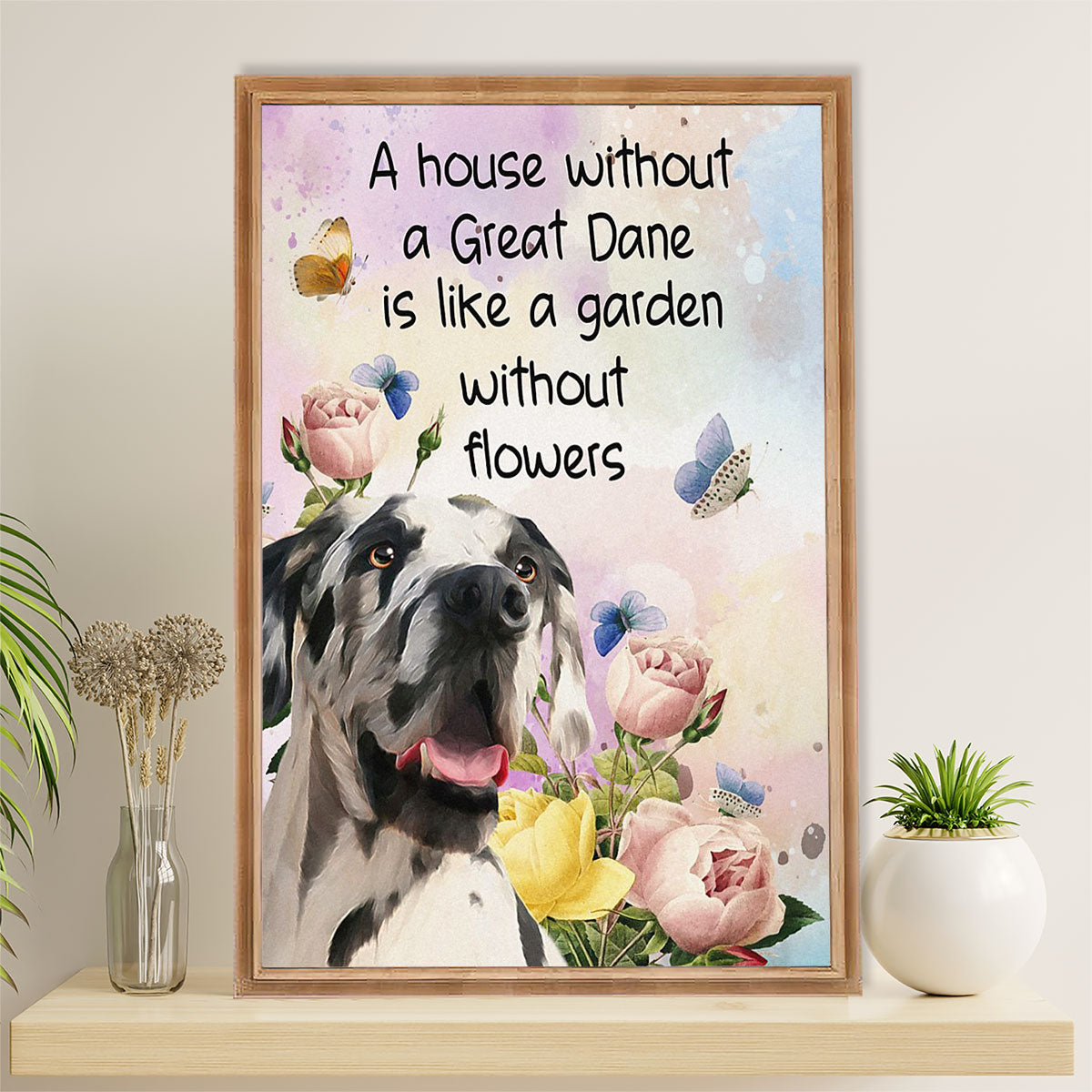 Great Dane Canvas Prints | House Without Great Dane | Wall Art Gift for Great Dane Puppies Lover