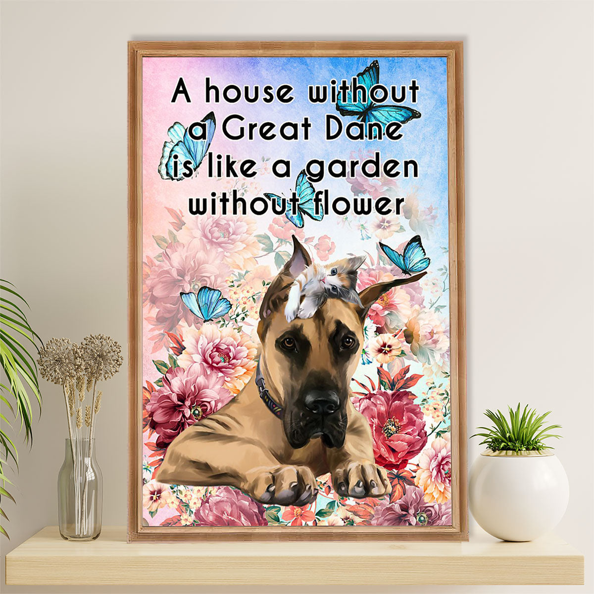 Great Dane Canvas Prints | House Without A Dog | Wall Art Gift for Great Dane Puppies Lover