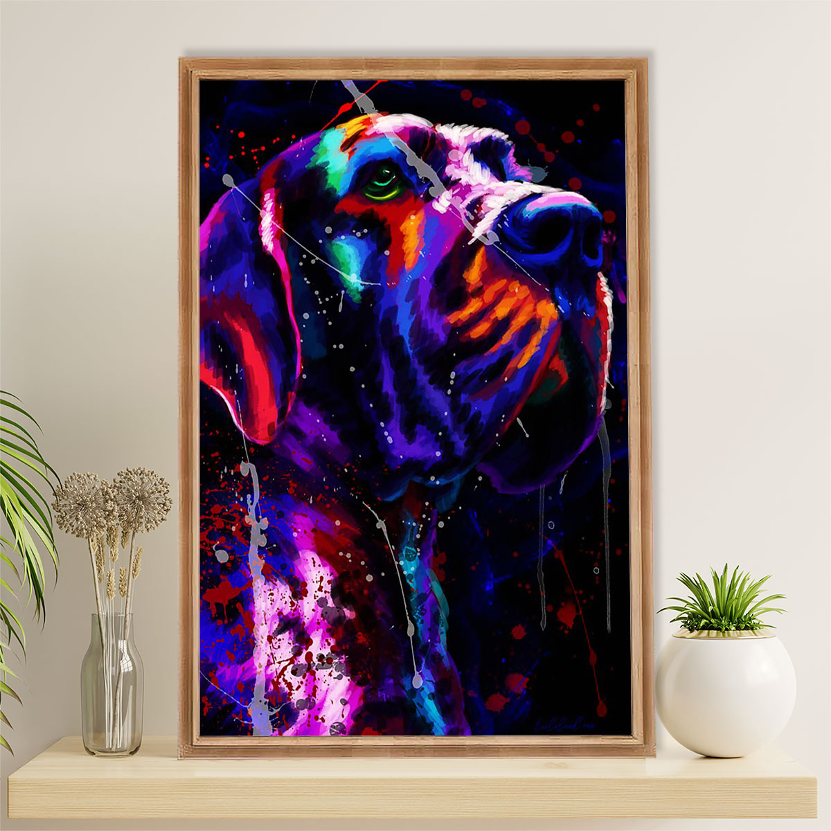 Great Dane Canvas Prints | Watercolor Dog Painting | Wall Art Gift for Great Dane Puppies Lover