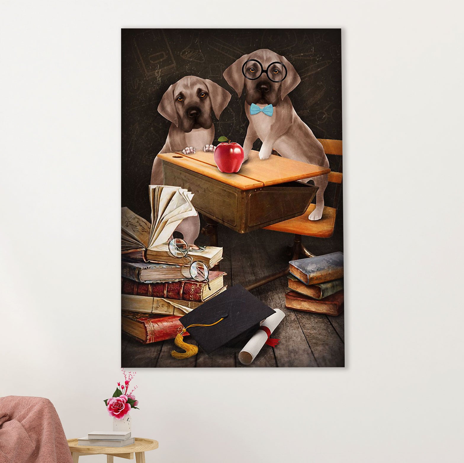 Great Dane Canvas Prints | Funny Dog Student | Wall Art Gift for Great Dane Puppies Lover