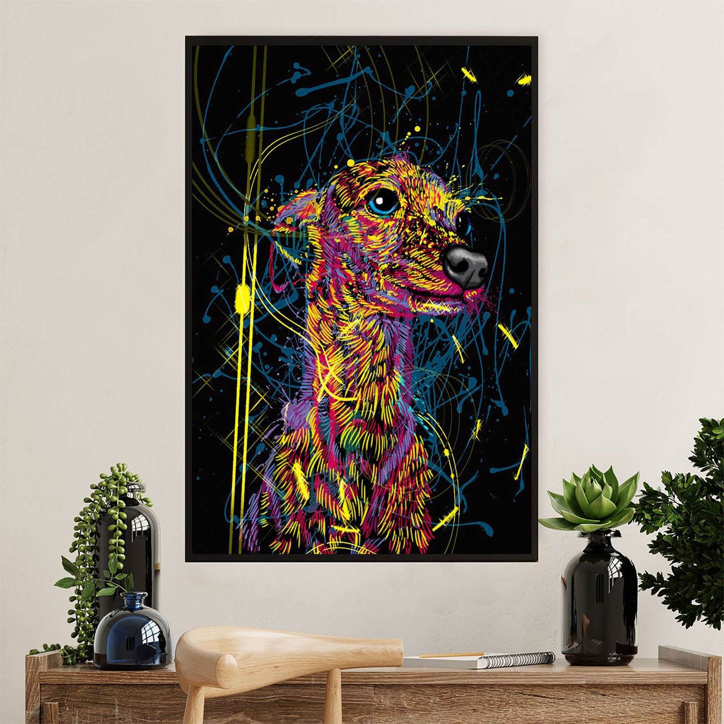 Greyhound Dog Canvas Prints | Colorful Dog Painting | Wall Art Gift for Greyhound Puppies Lover