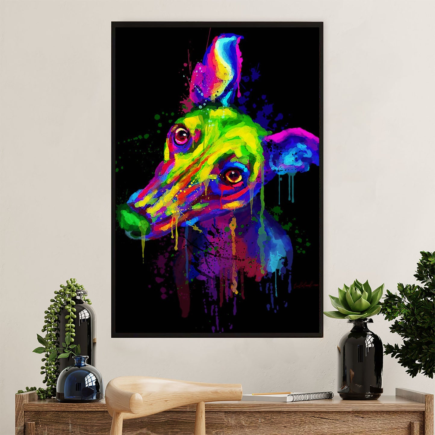 Greyhound Dog Canvas Prints | Watercolor Dog Art Painting | Wall Art Gift for Greyhound Puppies Lover