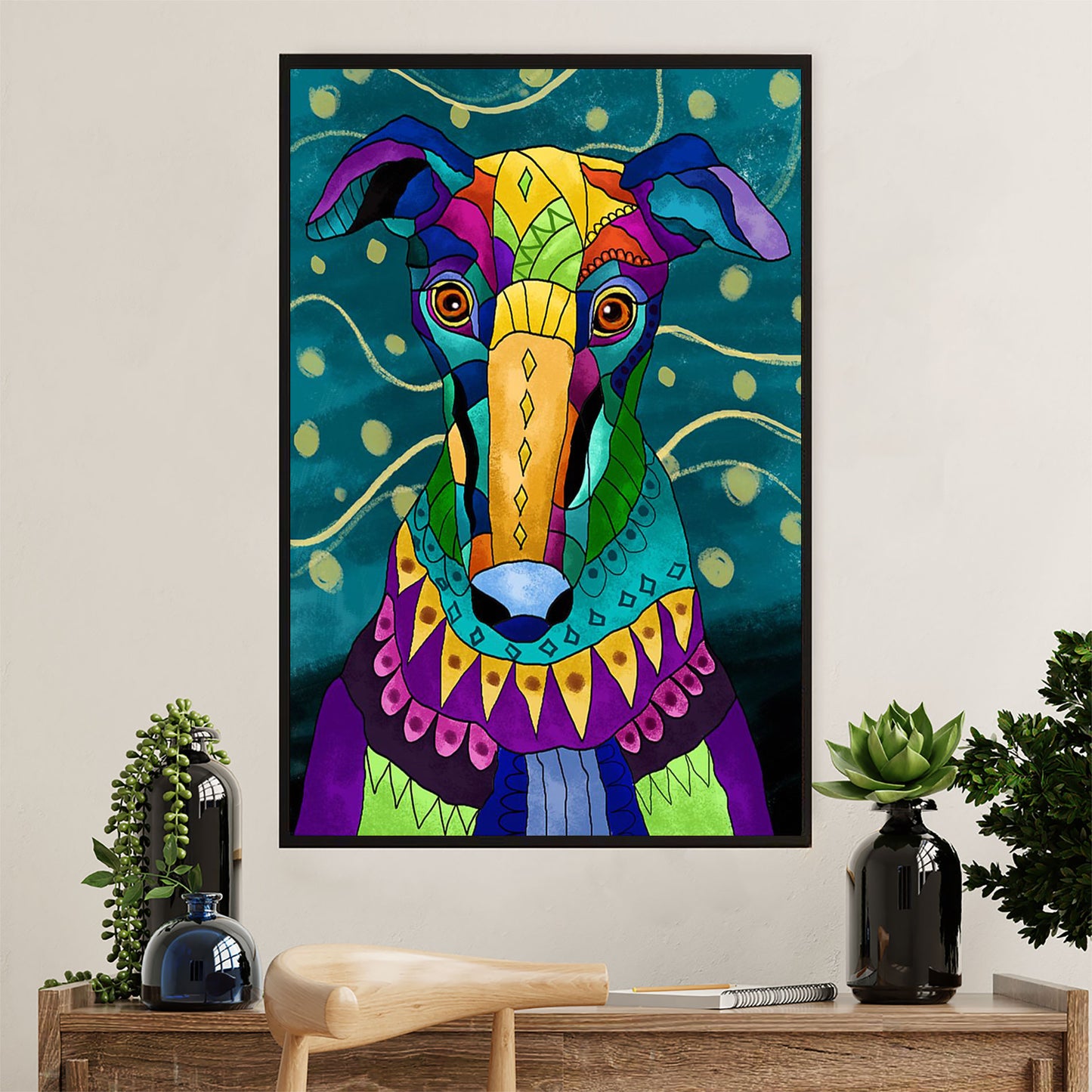 Greyhound Dog Canvas Prints | Watercolor Dog Art Painting | Wall Art Gift for Greyhound Puppies Lover