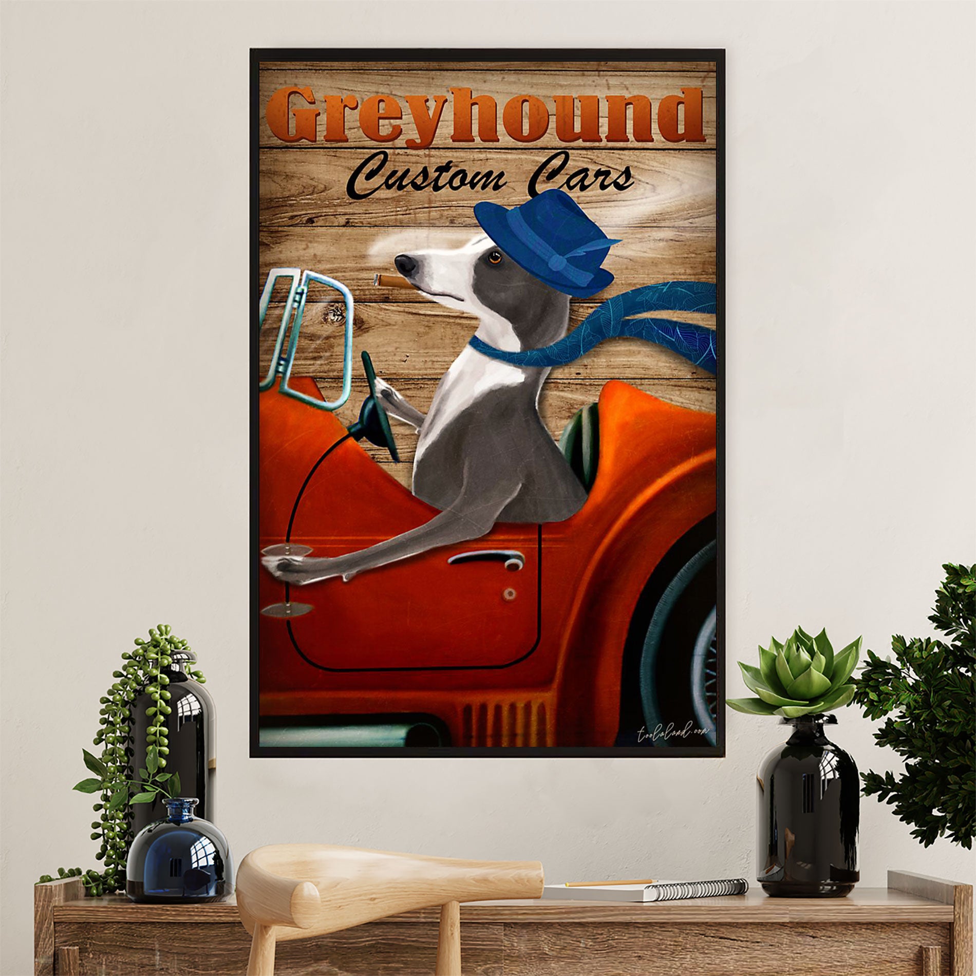 Greyhound Dog Canvas Prints | Greyhound Custom Cars | Wall Art Gift for Greyhound Puppies Lover