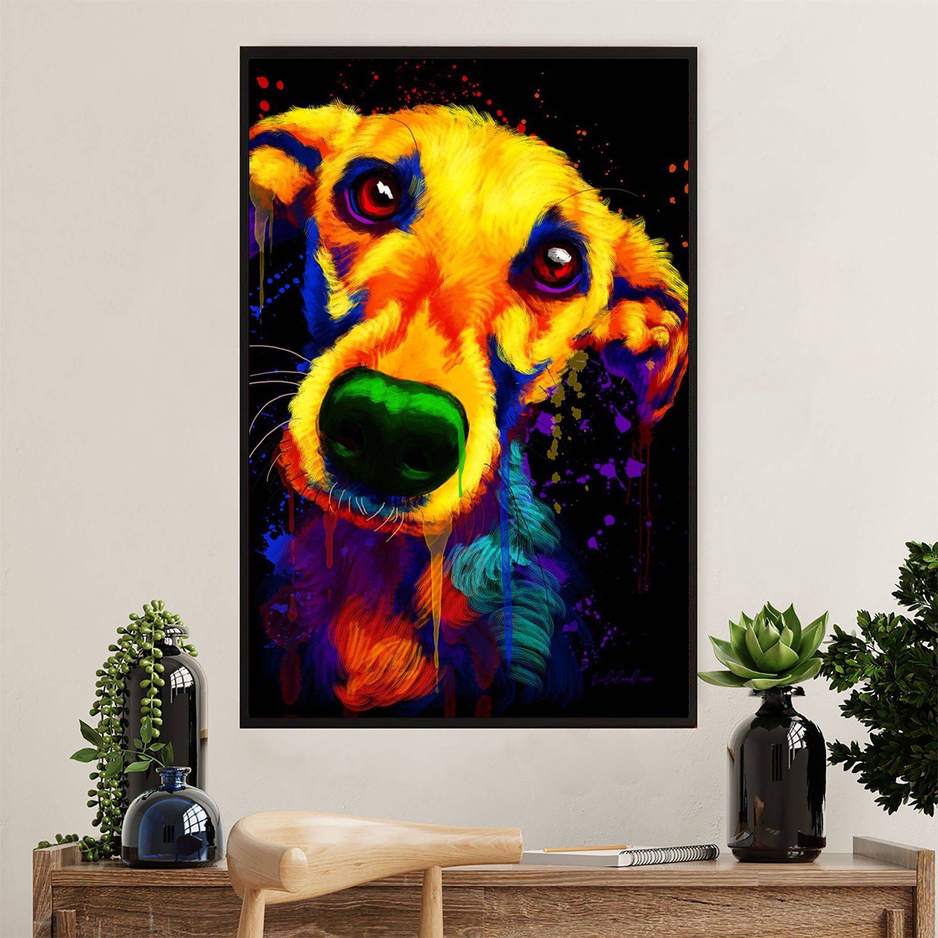 Greyhound Dog Canvas Prints | Watercolor Dog Greyhound | Wall Art Gift for Greyhound Puppies Lover