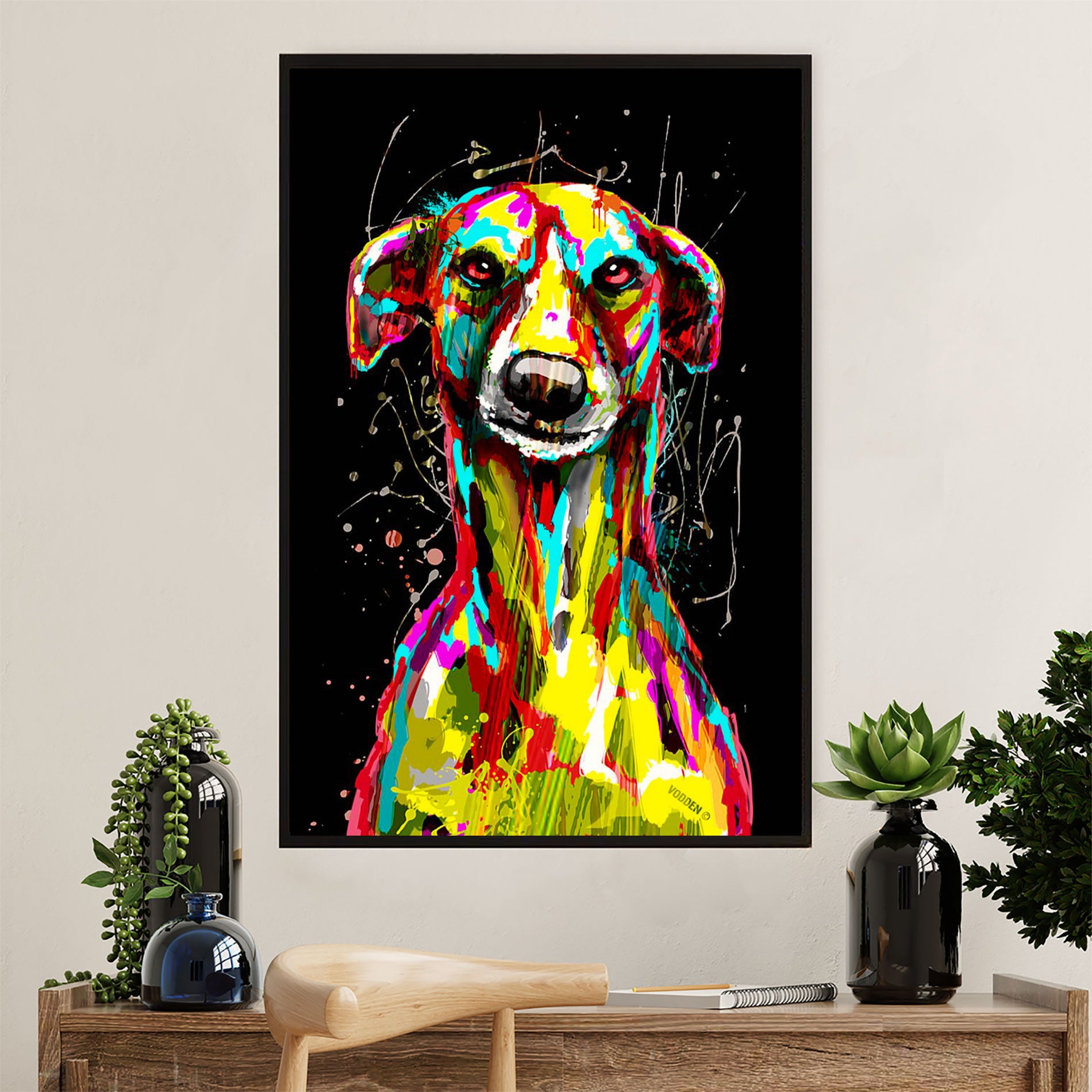 Greyhound Dog Canvas Prints | Watercolor Dog Greyhound | Wall Art Gift for Greyhound Puppies Lover