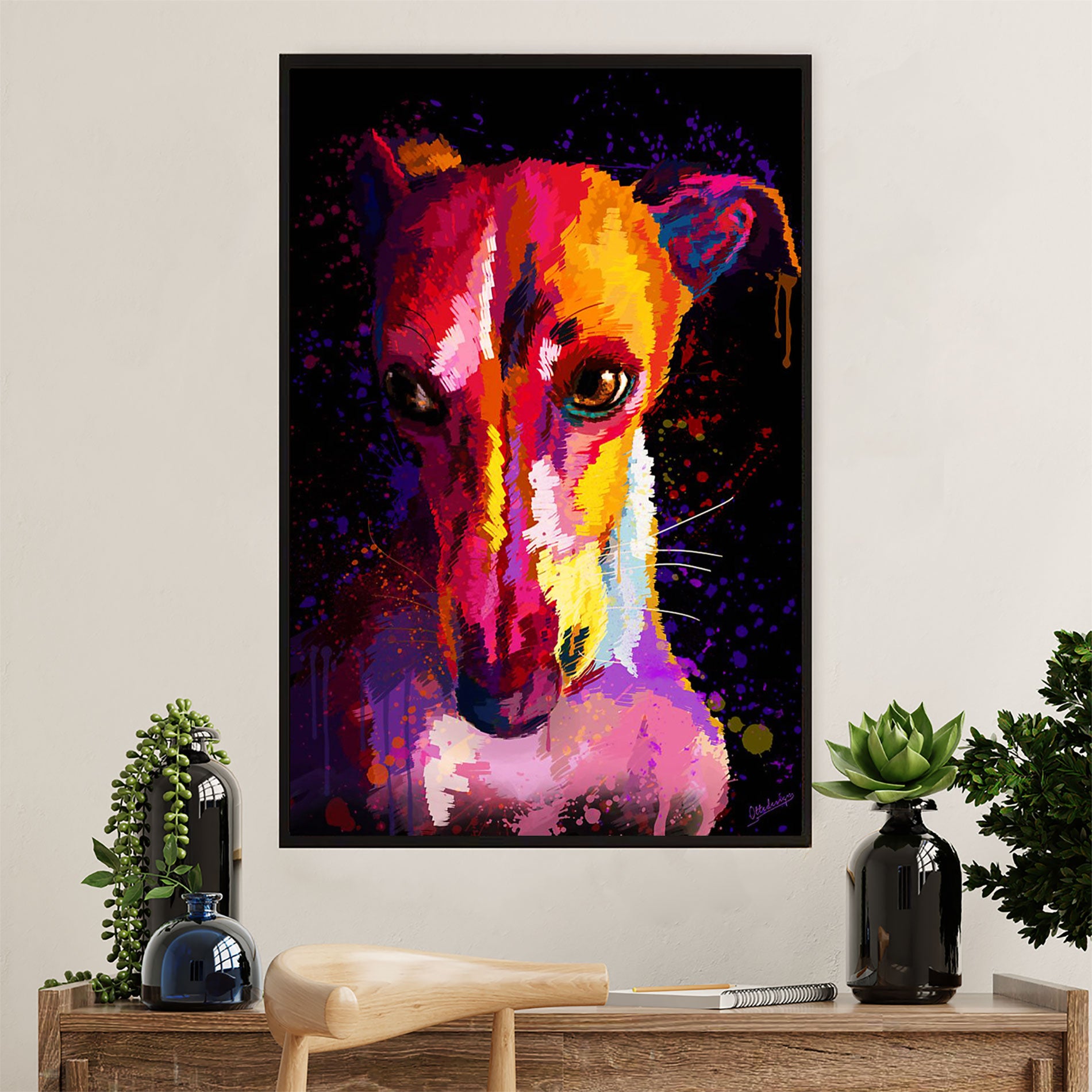 Greyhound Dog Canvas Prints | Watercolor Dog Greyhound | Wall Art Gift for Greyhound Puppies Lover