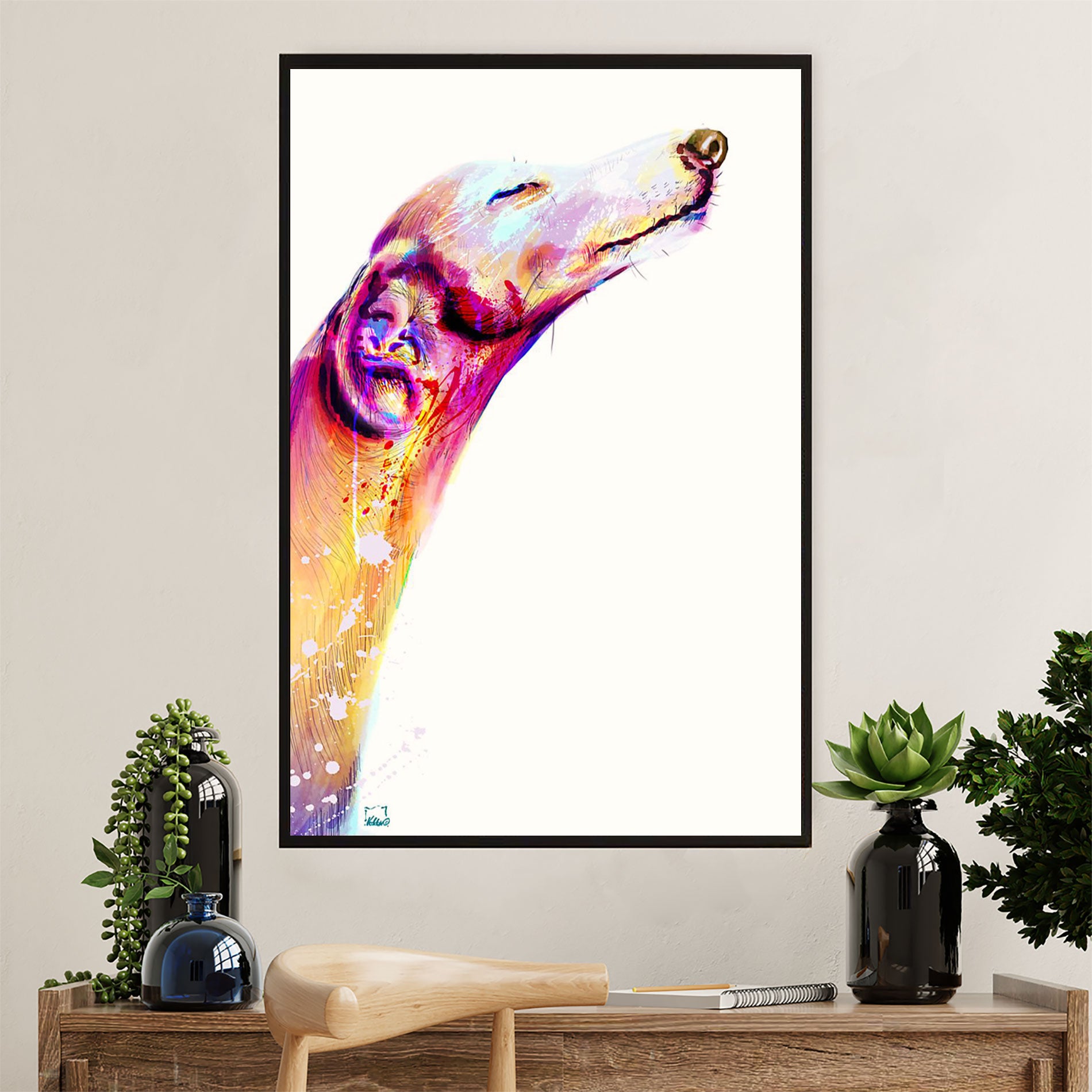 Greyhound Dog Canvas Prints | Watercolor Dog Greyhound | Wall Art Gift for Greyhound Puppies Lover
