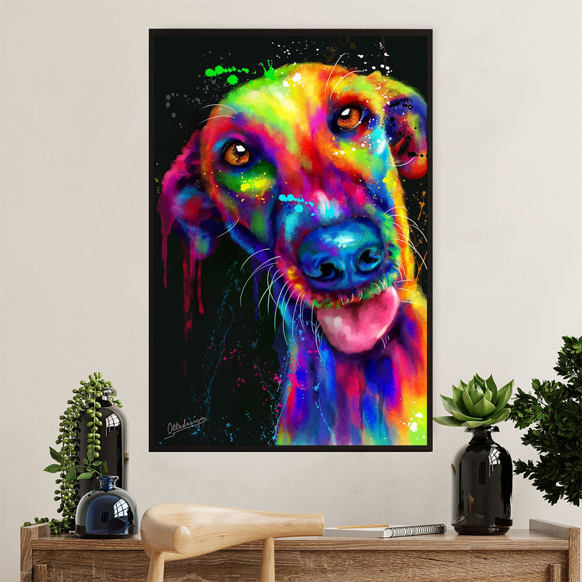 Greyhound Dog Canvas Prints | Watercolor Dog Greyhound | Wall Art Gift for Greyhound Puppies Lover