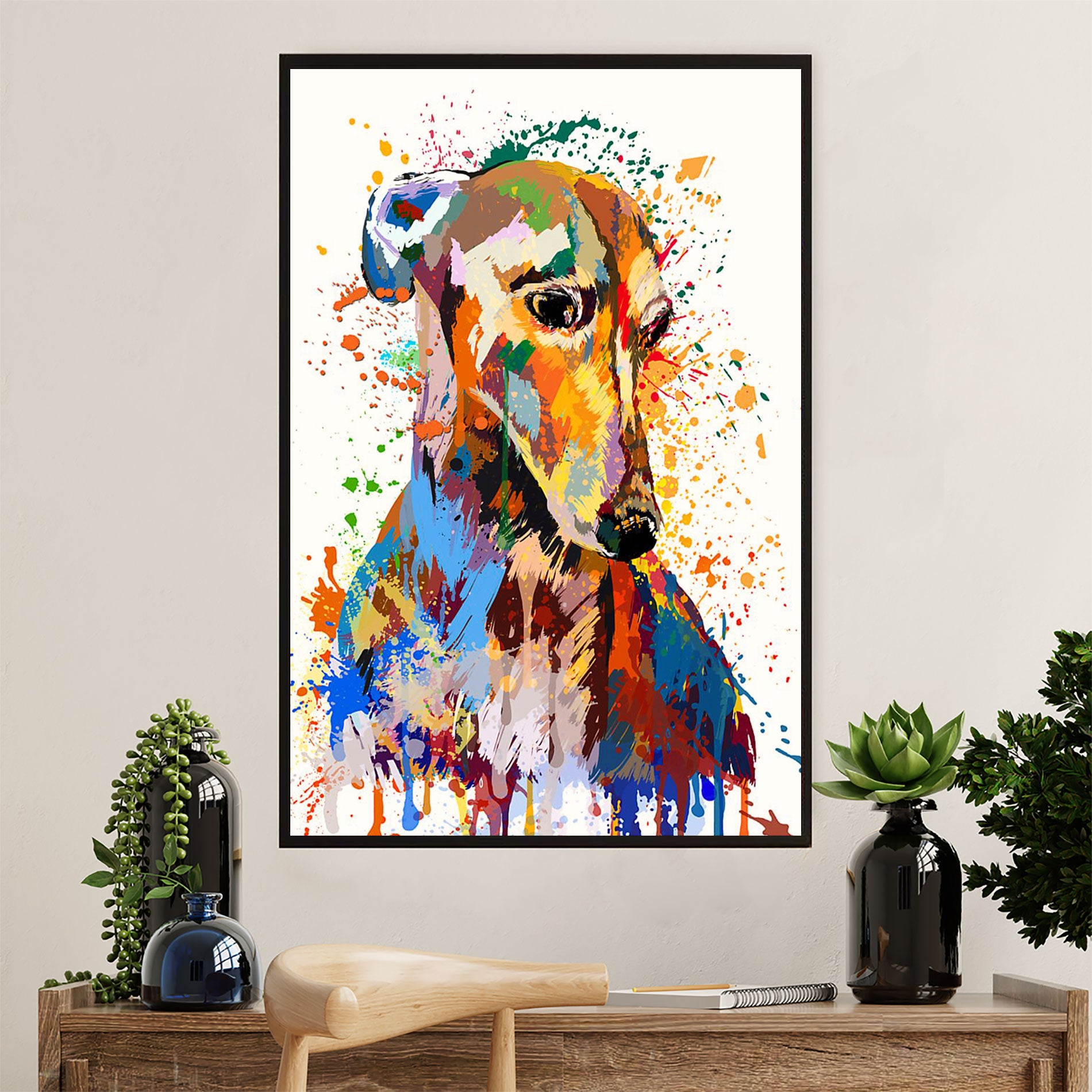 Greyhound Dog Canvas Prints | Watercolor Dog Greyhound | Wall Art Gift for Greyhound Puppies Lover