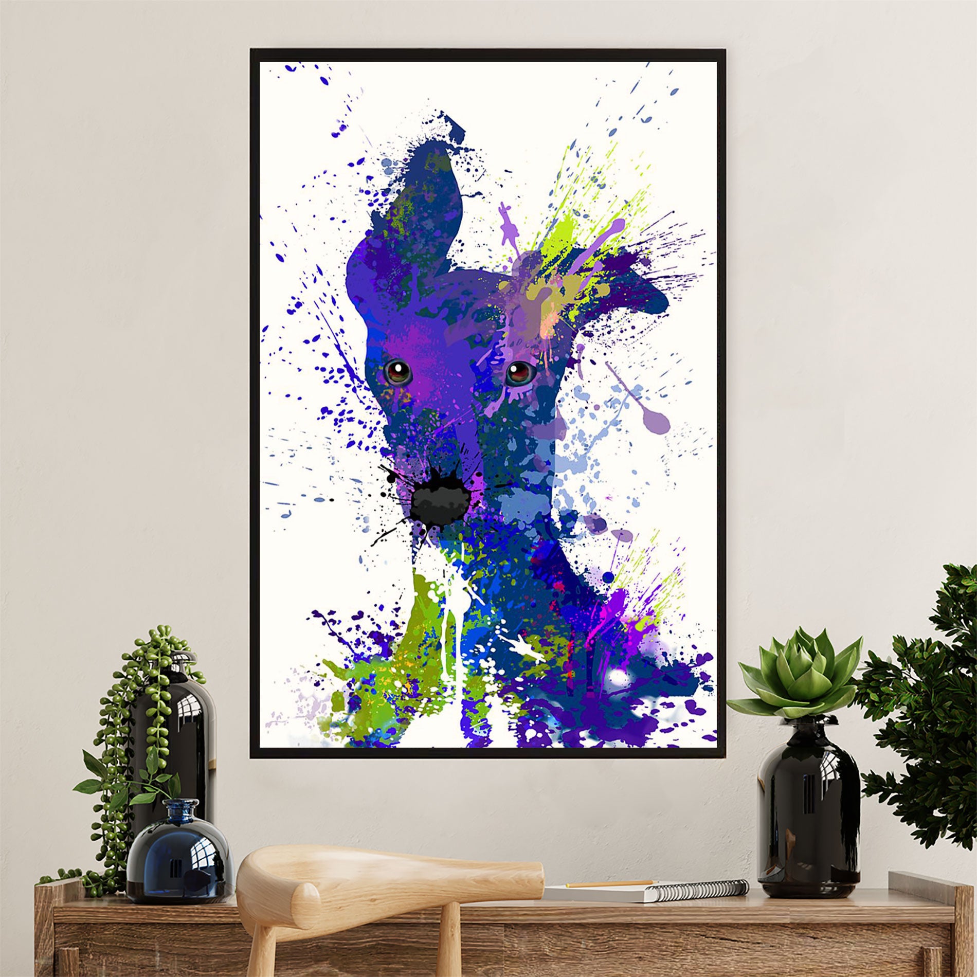 Greyhound Dog Canvas Prints | Watercolor Dog Greyhound | Wall Art Gift for Greyhound Puppies Lover