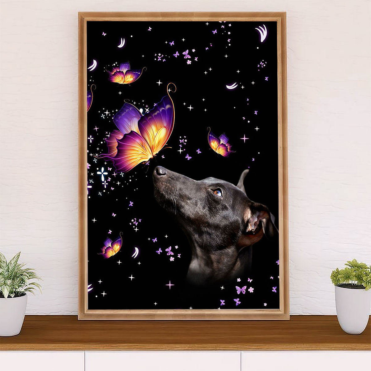 Greyhound Dog Canvas Prints | Dog Butterfly | Wall Art Gift for Greyhound Puppies Lover