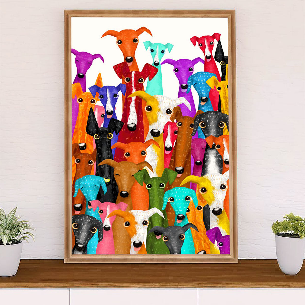 Greyhound Dog Canvas Prints | Multi Dog Colorful | Wall Art Gift for Greyhound Puppies Lover