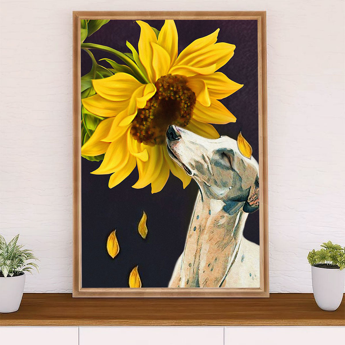 Greyhound Dog Canvas Prints | Sunflower Dog Greyhound | Wall Art Gift for Greyhound Puppies Lover