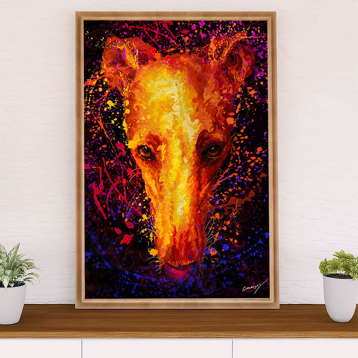 Greyhound Dog Canvas Prints | Watercolor Dog Art Painting | Wall Art Gift for Greyhound Puppies Lover