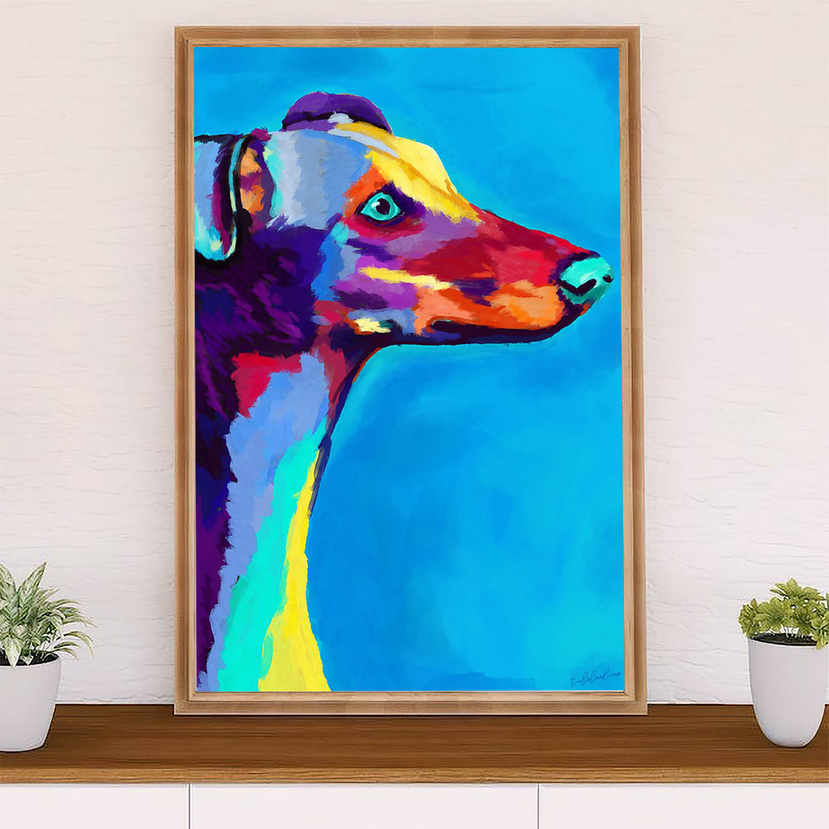 Greyhound Dog Canvas Prints | Colorful Dog Painting | Wall Art Gift for Greyhound Puppies Lover