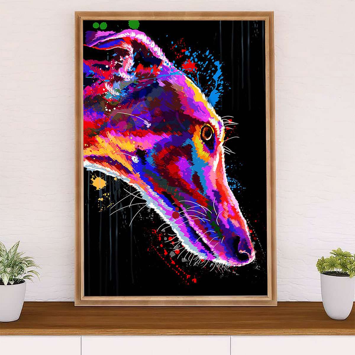 Greyhound Dog Canvas Prints | Watercolor Dog Art Painting | Wall Art Gift for Greyhound Puppies Lover